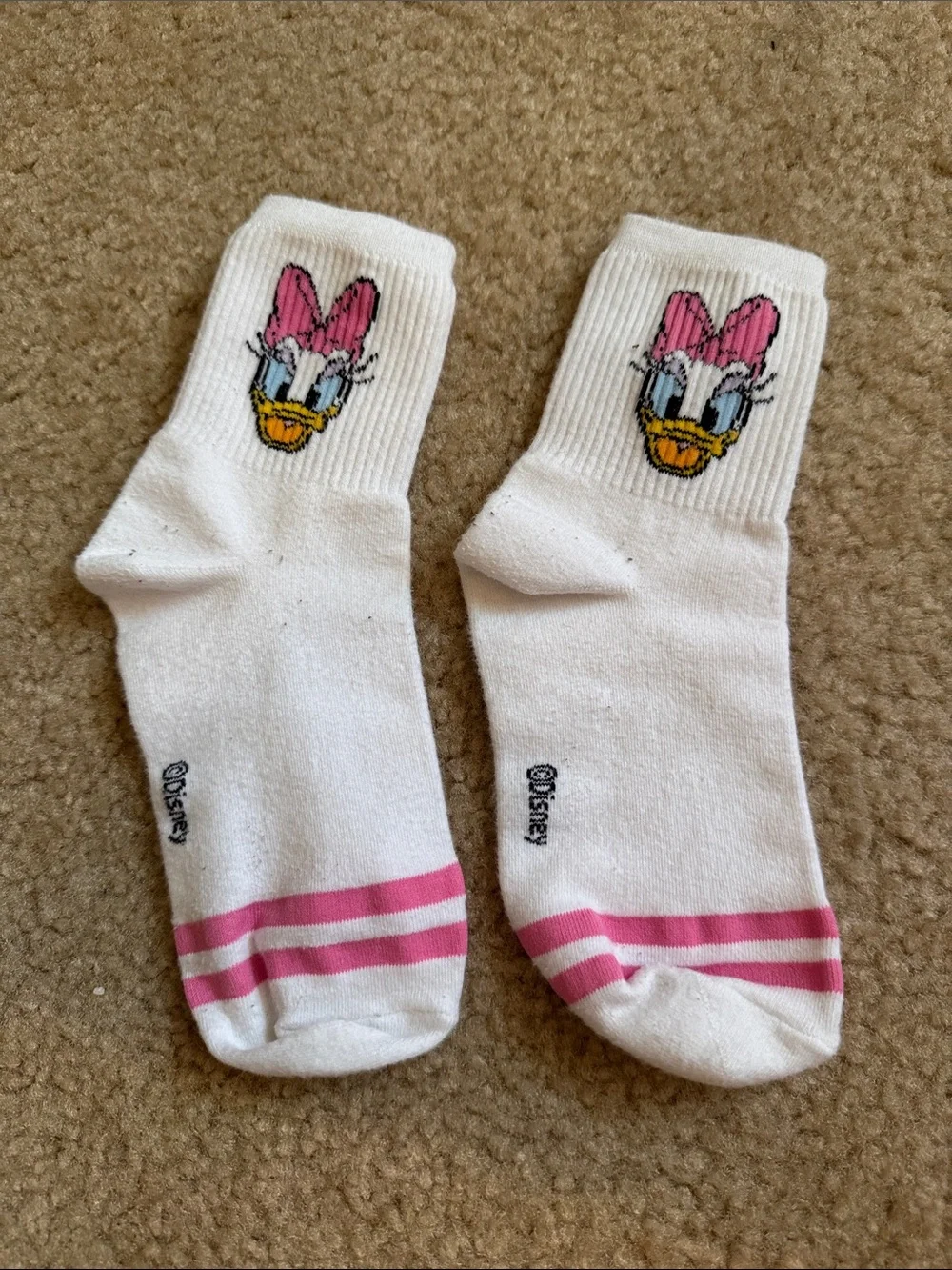 GIRLS - Disney White Ankle Socks with Daisy Duck